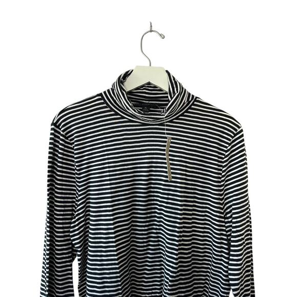 J.Crew Tissue Black & White Stripe Long Sleeve Turtleneck Shirt Women's XL NEW - Picture 2 of 6